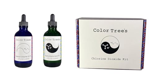 Color Tree's 240ml/8オンス 二酸化塩素CDSキット - 28% (22.4%) 亜塩素酸ナトリウムおよび4%塩酸または50%クエン酸 - 4オンスガラスボトル2本 (塩酸4%) - Color Tree's - 商品画像