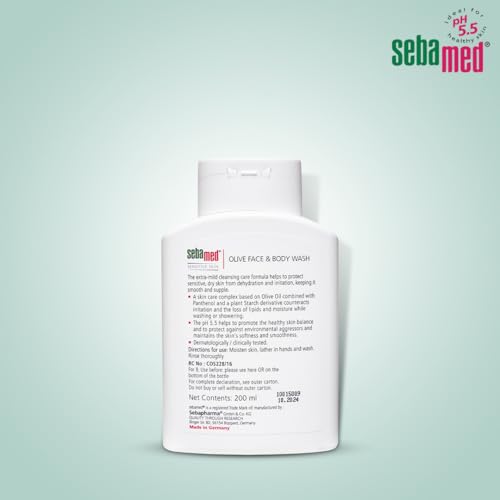 Sebamed Olive Face & Body Wash | Extra mild for sensitive, dry skin | pH5.5| Soap free, Gentle cleansing | Olive oil + Panthenol nourishes skin | SLS & parabens free l... - Image 3