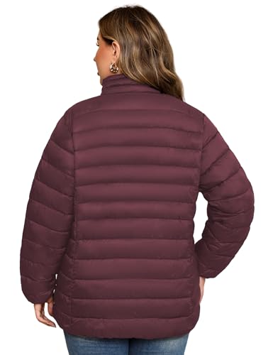 MIDNIGHTSUN Plus Size Women's Puffer Jacket Packable Lightweight Stand Collar Winter Puffer Coat3