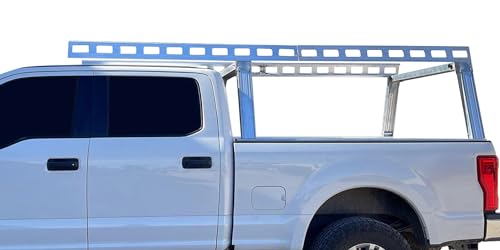 Image of Black Horse Heavy Duty Ladder Rack Over Cab System 5.5' Bed Silver Aluminum Compatible with All 3 /4-ton Trucks with 5.5ft to 5.7ft Bed Length Not Compatible with tonneau covers-CSFRHD55