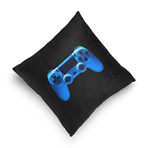 Video Game Joystick Gamepad In Blue Neon Lights Isolated On Black Square Pillowcase Cushion Cover, Soft Breathable Bed Pillow Case Cover For Couch Home Sofa Bedroom Office Car Decor 18X18 Inches #TOP4