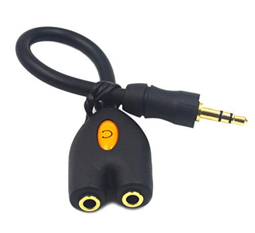 Poyiccot 3.5mm Headphone Splitter, 3.5mm Male to 2 Female Splitter Y Jack AUX Adapter Compatible Headset Tablet Smartphone MP3 Player & More, Black