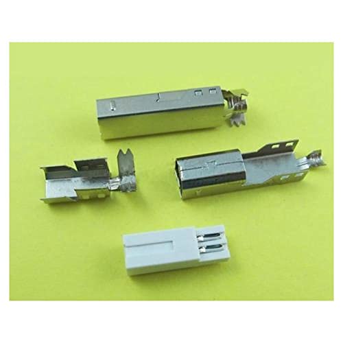 10Pcs USB 2.0 Type-B 4-Pins Male Plug Socket Soldering Connectors for DIY