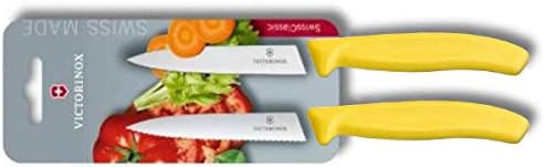 Victorinox, Swiss Classic, Professional, Schälmesser-Set, 2-teilig, Extra Scharf, Edelstahl, Gelb, Spülmaschinenfest, 18 x 3 x 2.4 cm