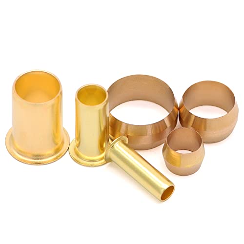 120Pcs Tube Od（1/4" 3/8" 1/2") Brass Compression Sleeves Ferrules & Insert,3 Sizes Brass Compression Fitting Assortment Kit #TOP5
