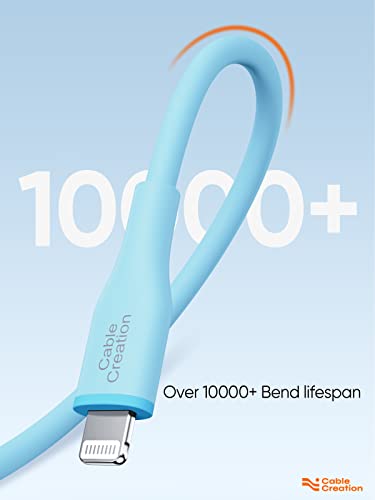 Cablecreation Phone Charging Cord 6Ft, Usb To Lightning Cable Liquid Silicone Cord[Mfi Certified] Compatible For Iphone 14/14 Pro/13/13 Pro/ 12 Pro Max/ 12/11 /X/Xs/Xr/ 8 Plus/Airpods Pro, Blue #TOP4