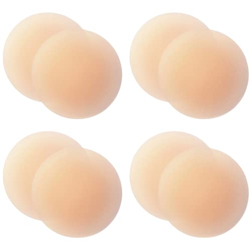(4 Paar) PREMIUM Nippelpads für Damen - Ultradünne Nipple Cover, Brustwarzen Abdeckungen, Unsichtbar, Selbstklebend, Atmungsaktiv, Waschbar und Wiederverwendbare Nippelabdeckung zu jedem Anlass [8cm] Cover