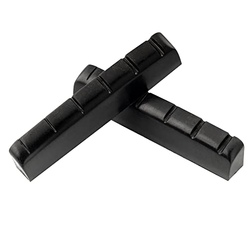 Musiclily Pro Urea Resin Plastic Slotted 44mm Electric Guitar Les Paul Nuts Flat Bottom for 6-string LP Style Guitar, Black(Set of 2) - Image 4
