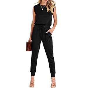 ANRABESS Women’s Summer Crewneck Sleeveless Casual Dressy Loose Stretchy Jumpsuits Rompers 2024 Trendy Outfits