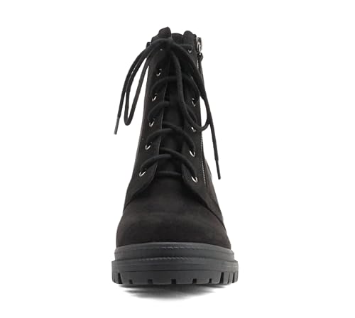 Image of Soda Indiana Women's Faux Leather Lace Up High Chunky Heel Ankle Booties