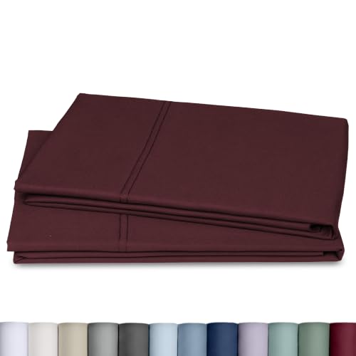 Image of California Design Den 800 Thread Count 2-Pack Queen Pillowcases | Soft & Thick 100% Cotton Sateen Backed by GH Seal, Classic Side Opening 4 inch Hem, Fits Standard & Queen Pillows - Red Wine