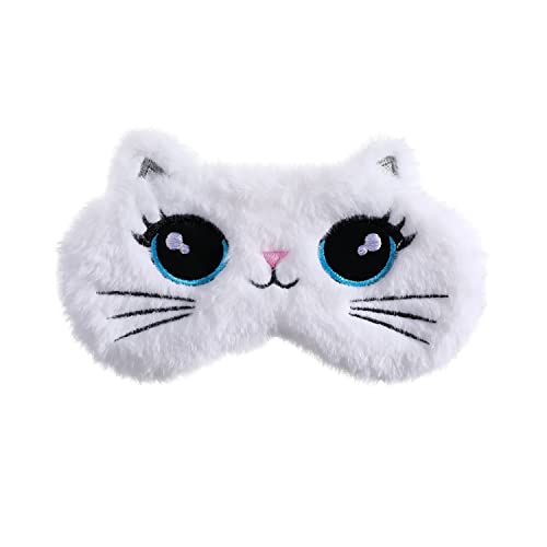 Sleeping Mask For Kids - 4 Pieces Plush Sleep Eye Cover Cute Eyeshade Birthday Christmas Gifts For Girls Teens Daughter Women (Cat) #TOP3
