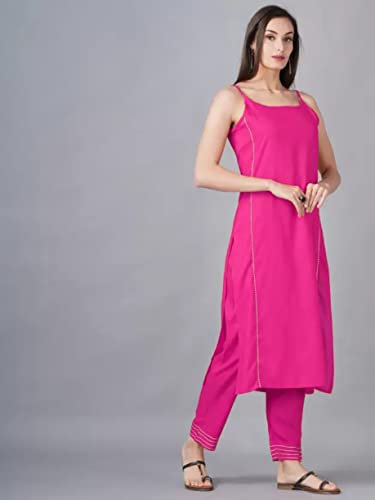 Image of Aziz Textiles Women's Rayon Sleeveless Straight Kurti for Women & Girls