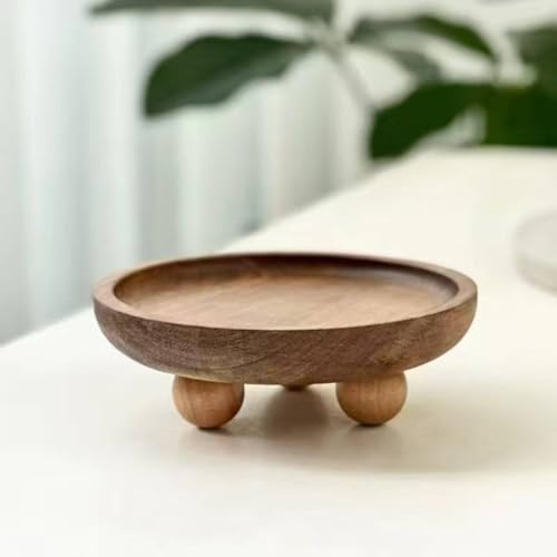 Bandeja redonda de madera ovalada para soporte de elementos pequeños 8