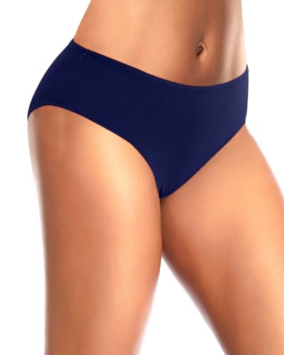 Image of Tempt Me Women Bikini Bottoms Mid Waist Bathing Suit Swimsuit Ruched Swim Bottom