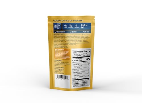 Miracle Noodle Egg White Spaghetti Pasta, 3.5 Oz (Pack of 6), Ready to Eat Egg White Noodles, 10g Protein, 45 Calories, 1g Net Carbs Per Serving, High Protein, Keto, Gluten-Free