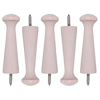 Wooden Shaker Peg Hooks, Screw-On Coat Hooks for Wall | 3.15 Inch Solid Wood Hangers for Coats, Hats, Bags, Keys, Towels | Natural Unfinished DIY Paintable Wood Hooks (80mm) (Burlywood, 5 Pcs)