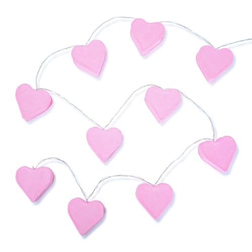 ValueLights | Set of 10 Battery Powered Paper Hearts Fairy String Lights, Decoration Fairy Lights, String Lights for Kids Bedroom | Wall Lights & Home Improvements Essential