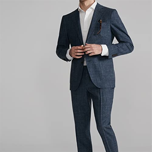Linen Men's Suit Set Business Casual Slim Men Suits Wedding Groom Formal Dress Spring3