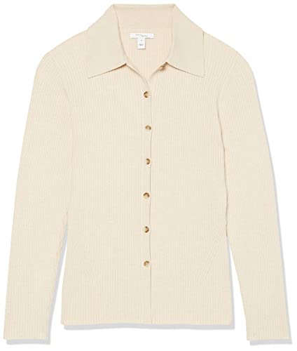 Image of Amazon Essentials Women's Fine Gauge Stretch Polo Ribbed Long Sleeve Sweater Cardigan