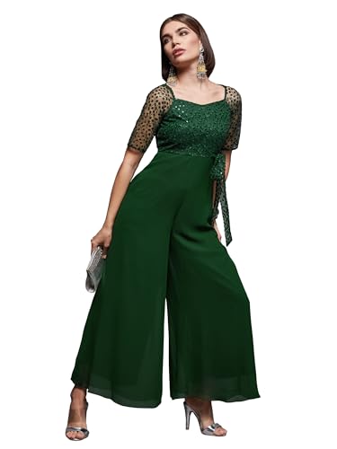 Image of Miss Chase Women's Self Design Cut-Out Georgette Jumpsuit