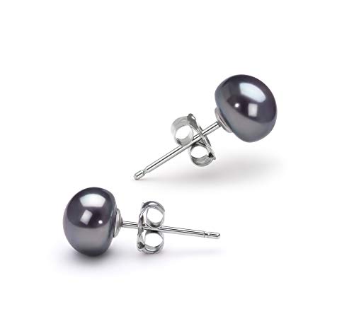Black 6-7mm AA Quality Freshwater 925 Sterling Silver Cultured Pearl Set For Women4