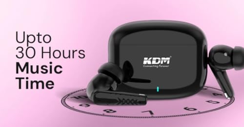 Image of KDM Z4 JackPods Bluetooth 5.4 Wireless Earbuds, 30 Hours Total Playtime, 6H Single Charge, Type-C Fast Charging (90 Min), In-Ear Design with Silicon Covers, Voice Assistant for Android & iPhone, Black