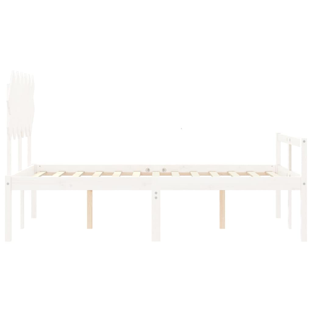 Massivholz Seniorengerecht 25.04 Weiß 120x200 cm | Seniorenbett mit Kopfteil 120x200 cm Weiß Massivholz Bettgestell mit Lattenrost und Stauraum