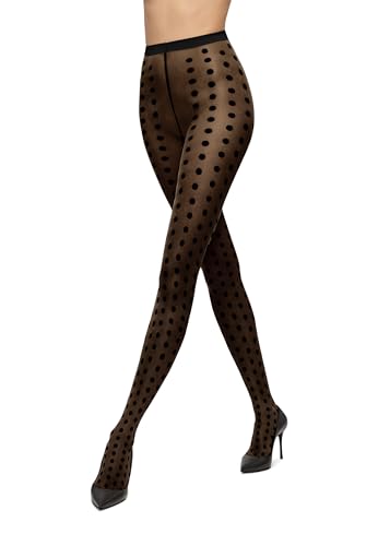 Wolford Bonny Dots Tights For Women Pantyhose Hosiery Stocking Sheer-Opaque Delight with Bold Polka Dots & Knitted Waistband2