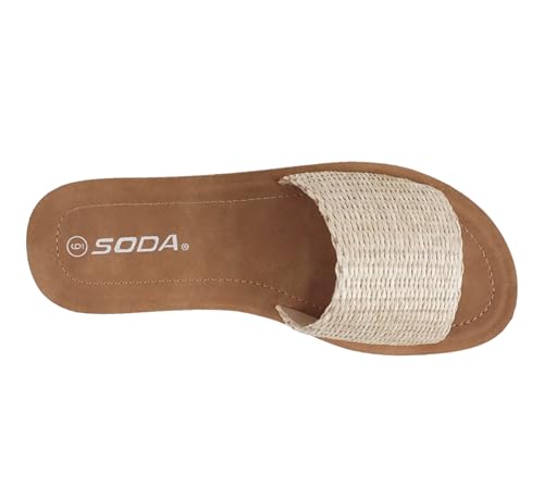 Image of Soda Shoes Efron-S Women Flip Flops Basic Plain Slippers Slip On Sandals Slides Casual Peep Toe Beach