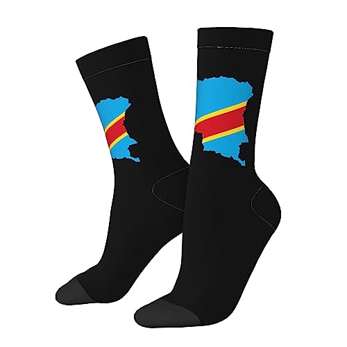 Carte du drapeau du Congo Chaussettes unisexes funky Chaussettes décontractées