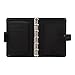 Filofax Saffiano Organizer, Mini Size, Black - Cross-Grain, Leather-Look, Five Rings, Week-to-View Calendar Diary, Multilingual, 2025 (C028771-25)