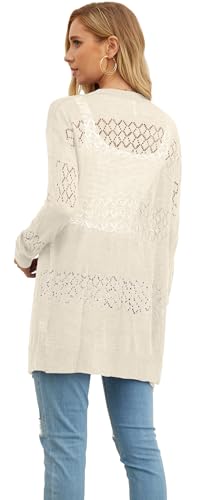 Image of GRECERELLE Lightweight Cardigan Sweaters for Women Crochet Knit Open Front Long Sleeve Loose Casual Boho Summer Beach Coverup