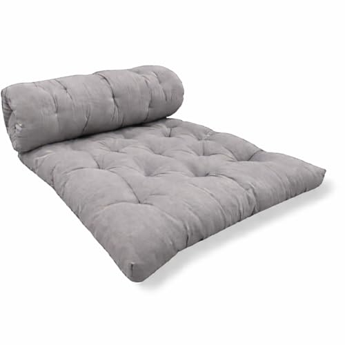 ATOOTFUSION Foldable Star Cotton Floor Mattress 72x36x5 Inch | Soft Thick Firm Handcrafted Tufted Futon Gadda for Guest Sleeping, Yoga & Picnic | Lightweight Rollable (Dark Grey) - Image 4