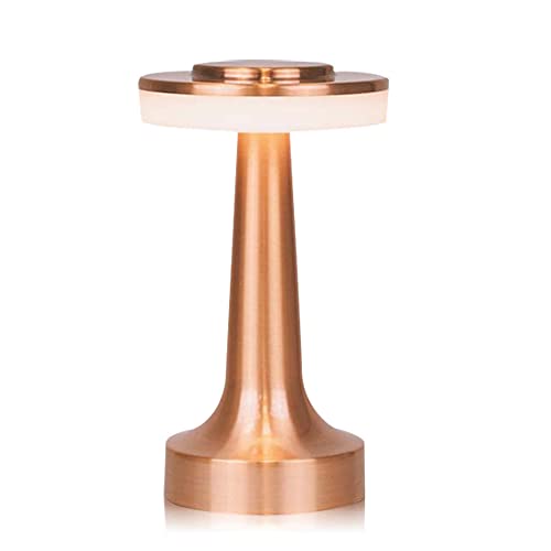 Image of Portable Metal Desk Lamp,3 Color Touch Sensor Control Cordless LED Table Lamp,3-Levels Brightness Rechargeable Bedside Lamp,Night Light for Kids Nursery,Dining Room Lamp (Rose Gold)