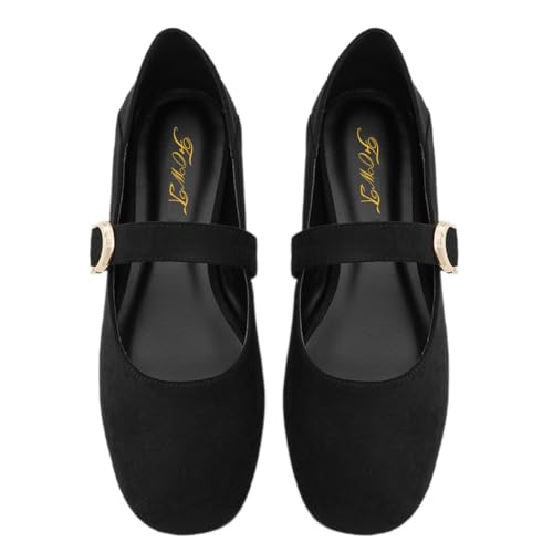 FOWT Women Trendy Closed Round Toe Flats Single Strap Buckle Ladies Comfortable Casual Daily Shoes Size 4-16 US3