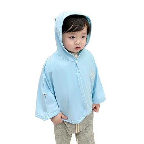 Toddler Girls Boys Lightweight Sunscreen Hoodie Baby Breathable Outwear Shirt Zipper Outdoor Fishing (Blue, 3-4 Years)