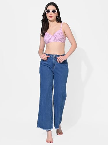 Image of FIMS - Fashion is my style Women Cotton Blend Padded Non-Wired Everyday Bra Pack of 1 Cup- B Multicolor