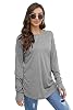 Fisoew Women's Casual Long Sleeve Tops Crew Neck Round Hem Loose T-Shirts Tunic Tops with Thumb Holes, Grey, S #2