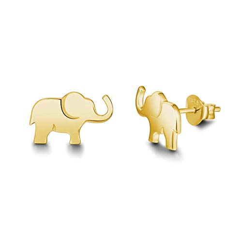 Boucles d'oreilles éléphant en argent 925 doré pour femmes et filles