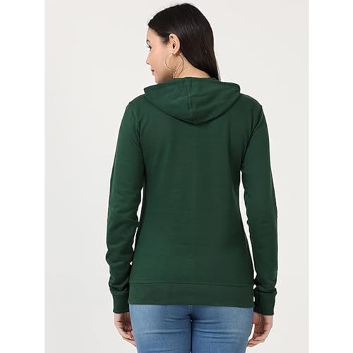Image of Clotth Theory Women's Cotton Fleece Hooded Neck Sweatshirt | Hoodie Jacket with Kangaroo Pocket