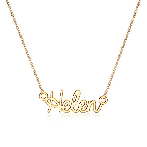 Turandoss Helen Necklace, 14K Gold Plated Name Necklace Helen Jewelry Gifts Gold Helen Name Necklace for Women Jewelry Name Necklace Personalized