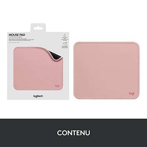 Logitech Mouse Pad - Studio Series, Tapis de Souris d'Ordinateur, Base Caoutchouc Anti-Dérapant, Glissement Facile, Résistant aux Eclaboussures, Durable, Portable, Moderne - Rose