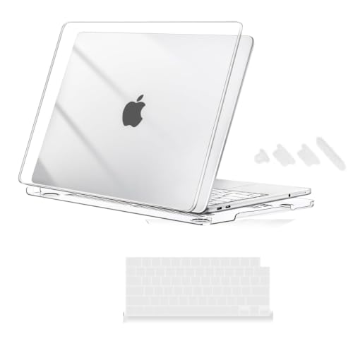 Image of TechTrendz Case Compatible for MacBook Pro 14 inch 2024-2021,M4 A3112 A3185 A3401 M3 A2918 A2992 M2 A2779 M1 A2442 Pro Max Laptop Plastic Hard Shell Cover - Crystal Clear (with Keyguard & Dustplugs)