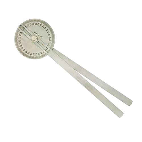 Image of Goniometer Degree Protector Angle Finder Arm Rule Professional Measurement Scale Stainless Steel Metal 0-360 Degrees 150 Mm (Large, 14 Inch)