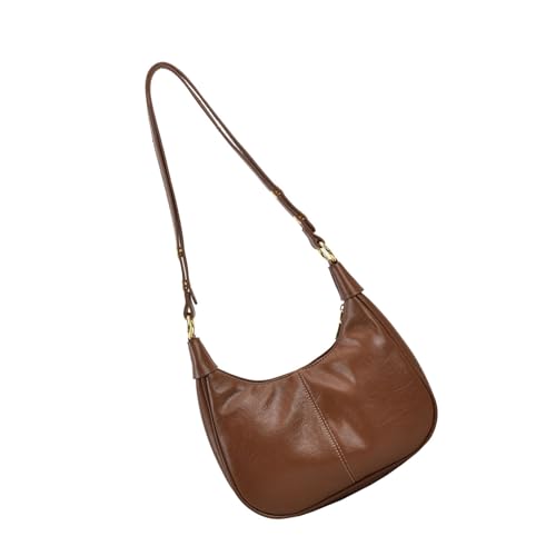 Greabuy Bolsos de hombro para mujer, bolso cruzado de piel sintética para mujer, bolso de hombro simple para axilas, bolsa de compras de moda, bolsa de trabajo, bolsa de compras para mujer, marrón
