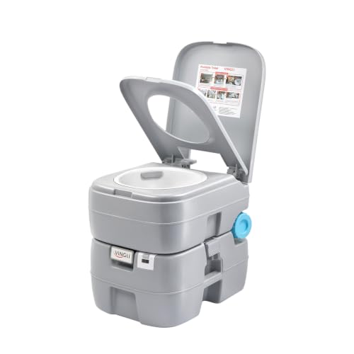 Image of VINGLI Portable Toilet for Camping, 7.9 Gallon Capacity with Carry Bag, Camping Toilet with Detachable Waste Tank for Adult, Heavy Duty HDPE Construction for Outdoor Travel (Grey, 7.9 Gal)