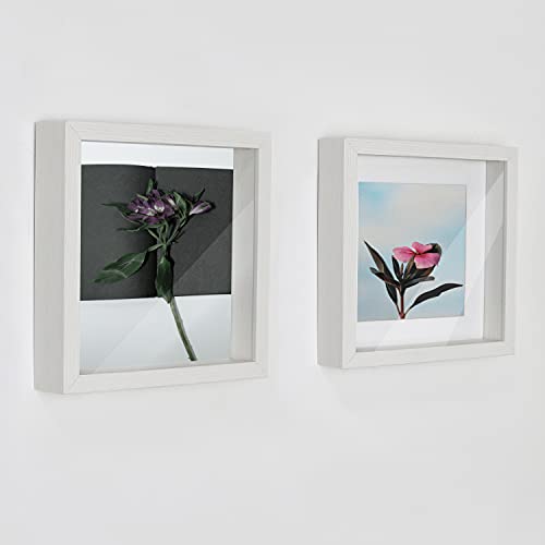 Shampsen White Shadow Box Frame 8X8 7X7 Square Box Frame With Mat, For 5X5 6X6 Pictures, For Wall And Tabletop Gift For Christmas, New Year, Birthday, Anniversary, Mother's Day, Set Of 2 #TOP6