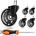 COOWOO Office Chair Caster Wheels (Set of 5) - Safe for All Floors Including Hardwood- Rollerblade Style w/ Universal Fit-Free Screwdriver - 650 lbs Total Capacity