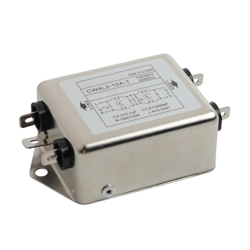 Filtro de alimentación monofásico de doble sección 3A/10A/20A CW4L2-20A-T carcasa de metal para supresión de ruido, rango de frecuencia de 0-30 MHz, entrada de 50/60 Hz (CW4L2-10A-T)